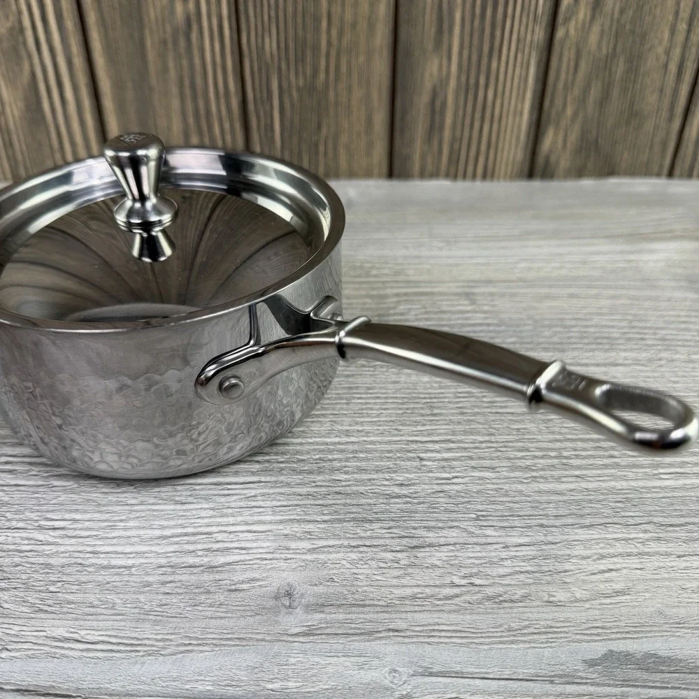Ruffoni Symphonia Prima 1.5Qt Hammered Stainless Steel Saucepan w/Lid Italy 16cm
